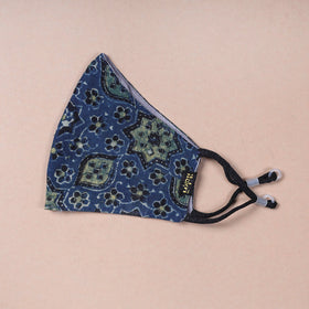  Ajrakh Block Printed Cotton 3 Layer Snug Fit Face Cover 