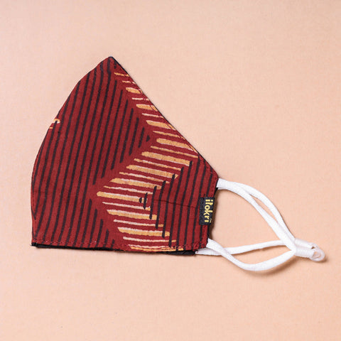  Ajrakh Block Printed Cotton 3 Layer Snug Fit Face Cover 