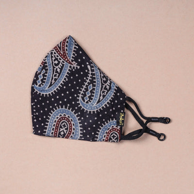  Ajrakh Block Printed Cotton 3 Layer Snug Fit Face Cover 