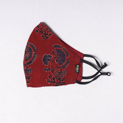  Ajrakh Block Printed Cotton 3 Layer Snug Fit Face Cover 