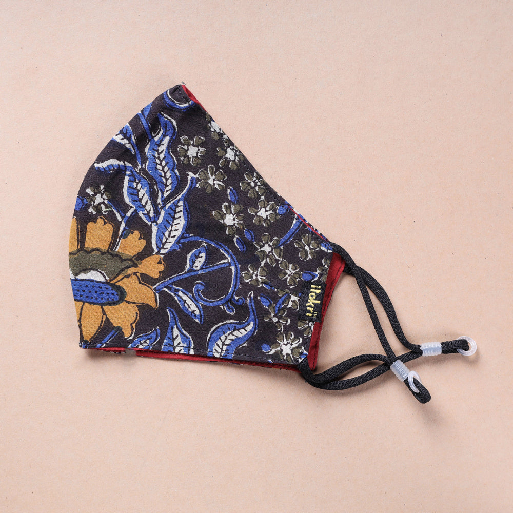  Ajrakh Block Printed Cotton 3 Layer Snug Fit Face Cover 