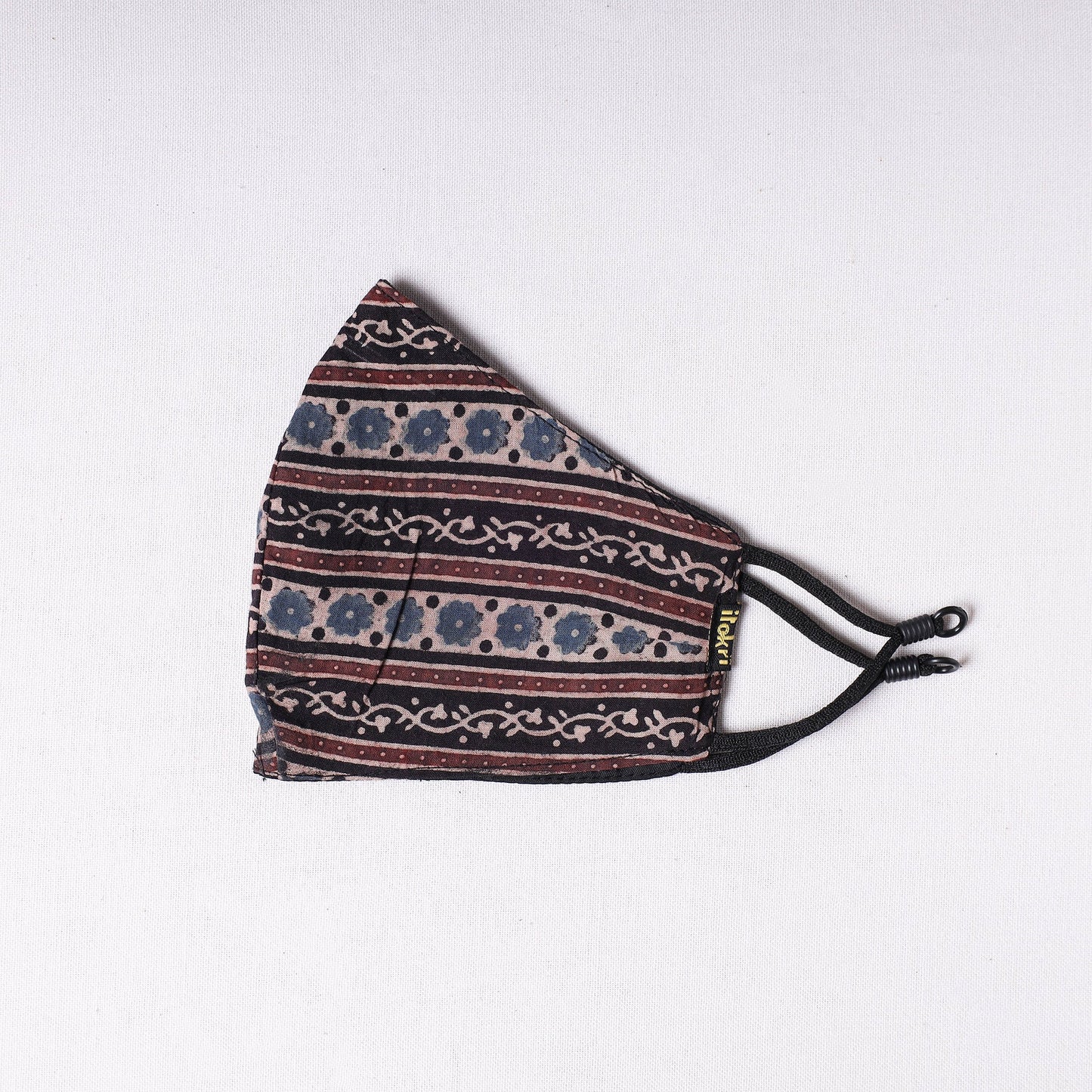  Ajrakh Block Printed Cotton 3 Layer Snug Fit Face Cover 