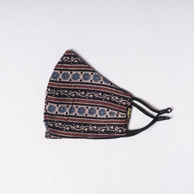  Ajrakh Block Printed Cotton 3 Layer Snug Fit Face Cover 