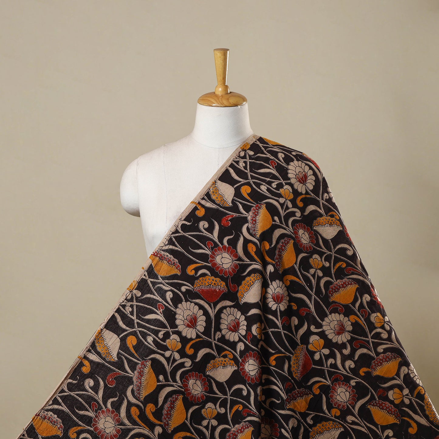 Printed cotton kalamkari fabric 27 - handcrafted