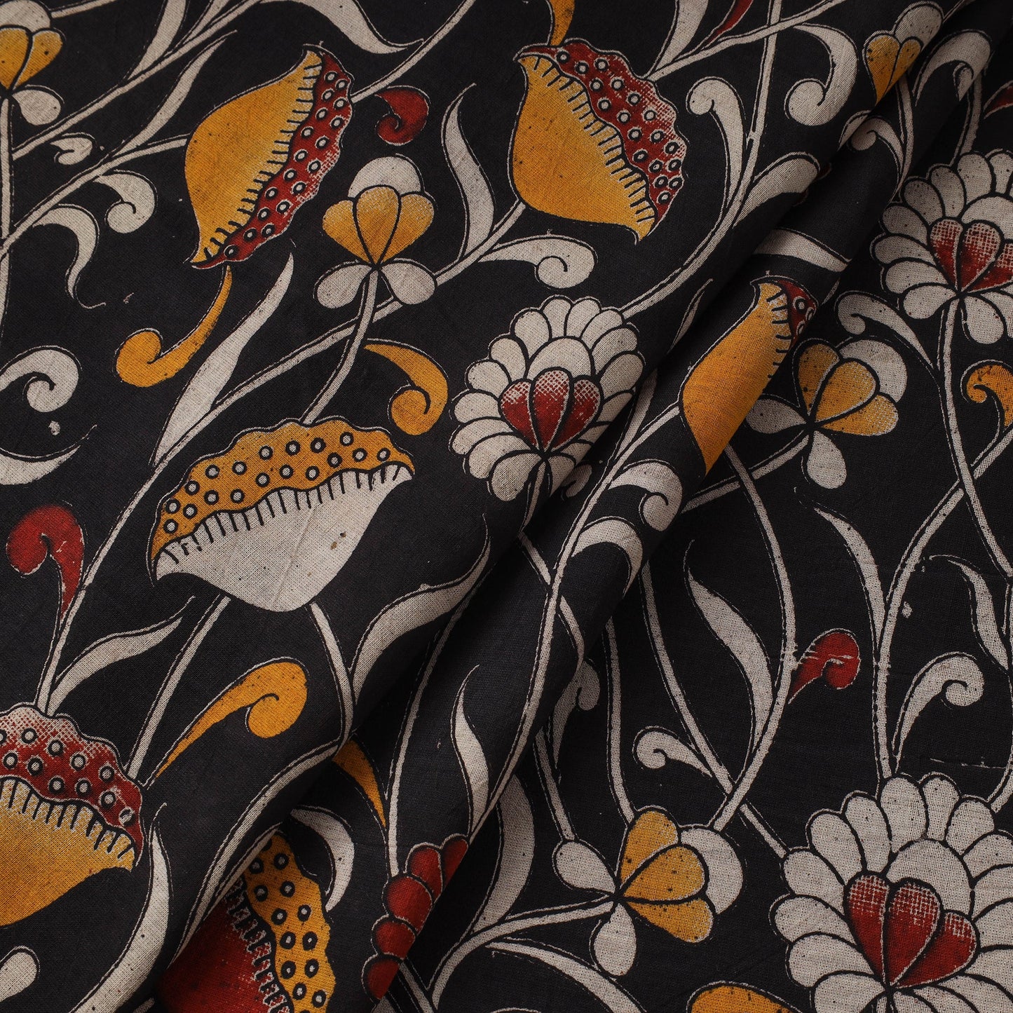 Printed cotton kalamkari fabric 27 - handcrafted