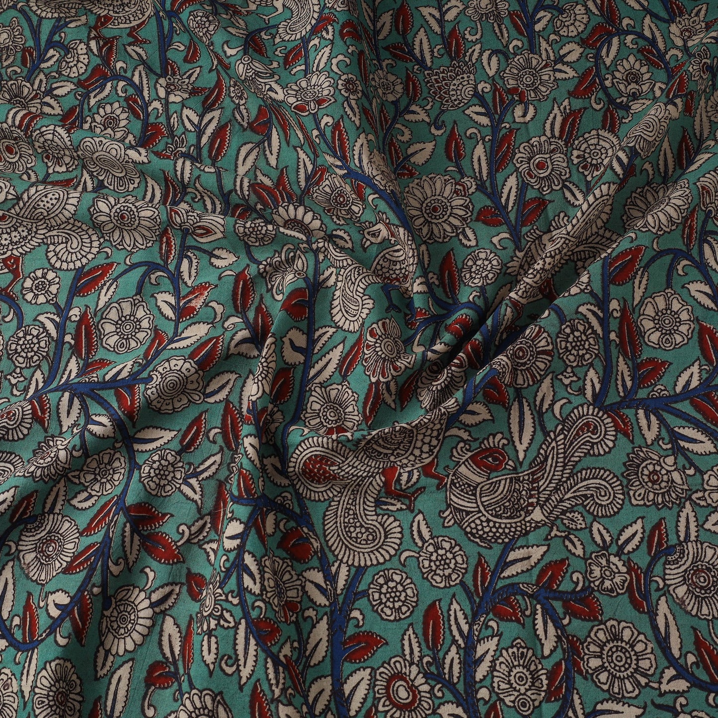 Printed cotton kalamkari fabric 28 - handcrafted