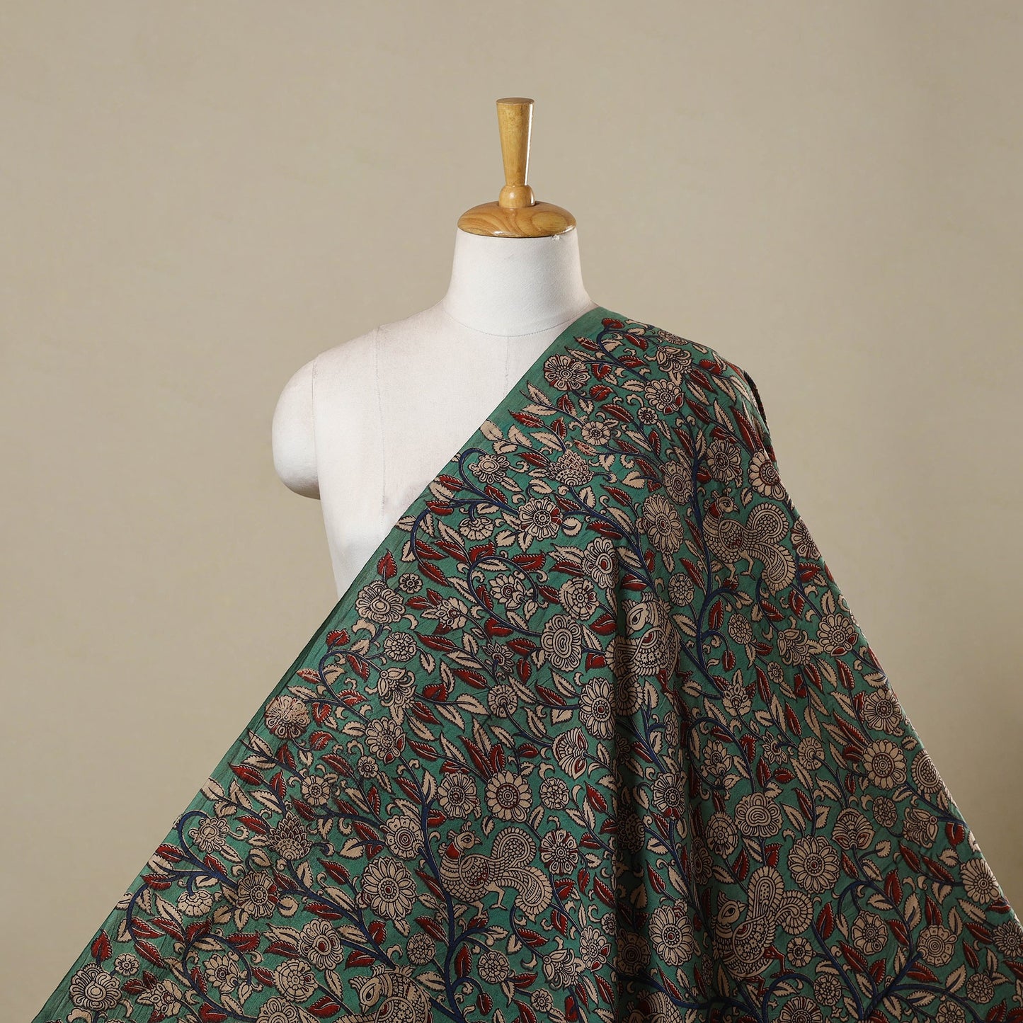 Printed cotton kalamkari fabric 28 - handcrafted