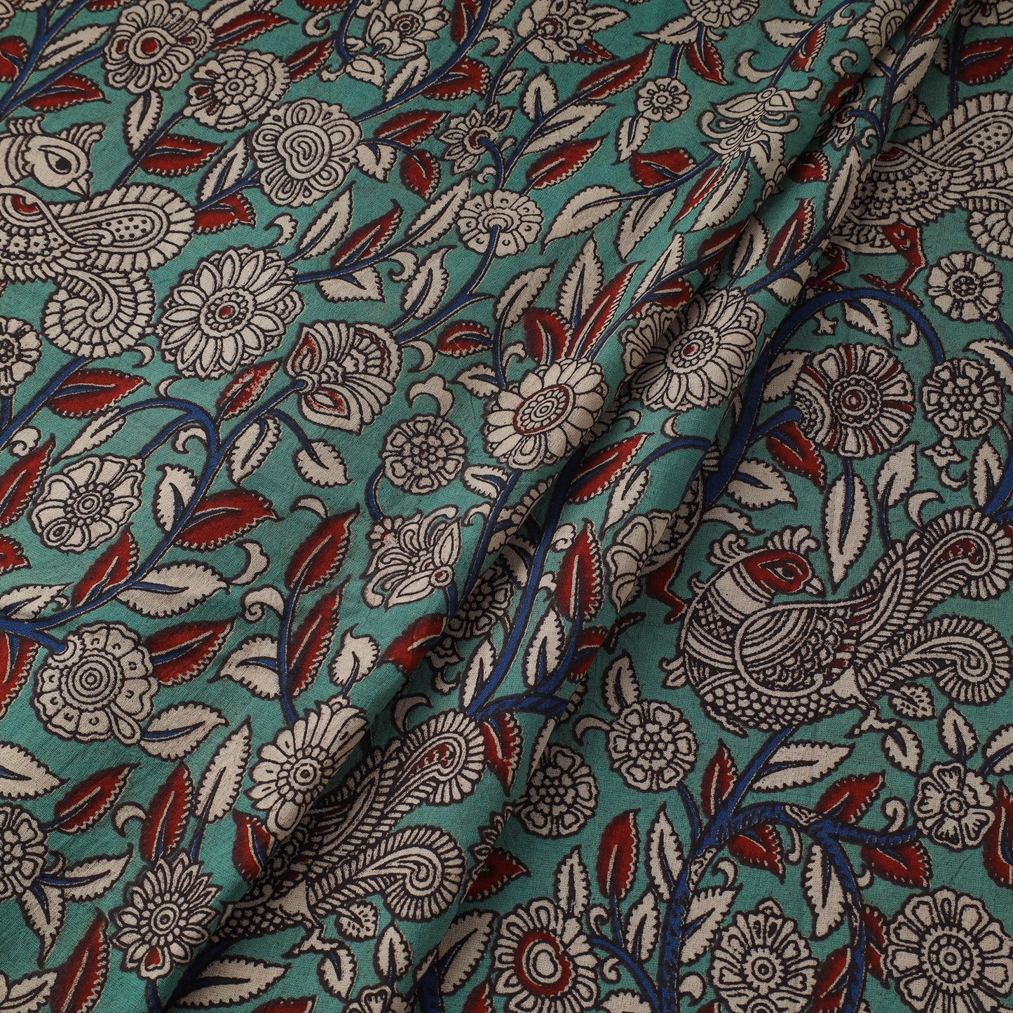 Printed cotton kalamkari fabric 28 - handcrafted