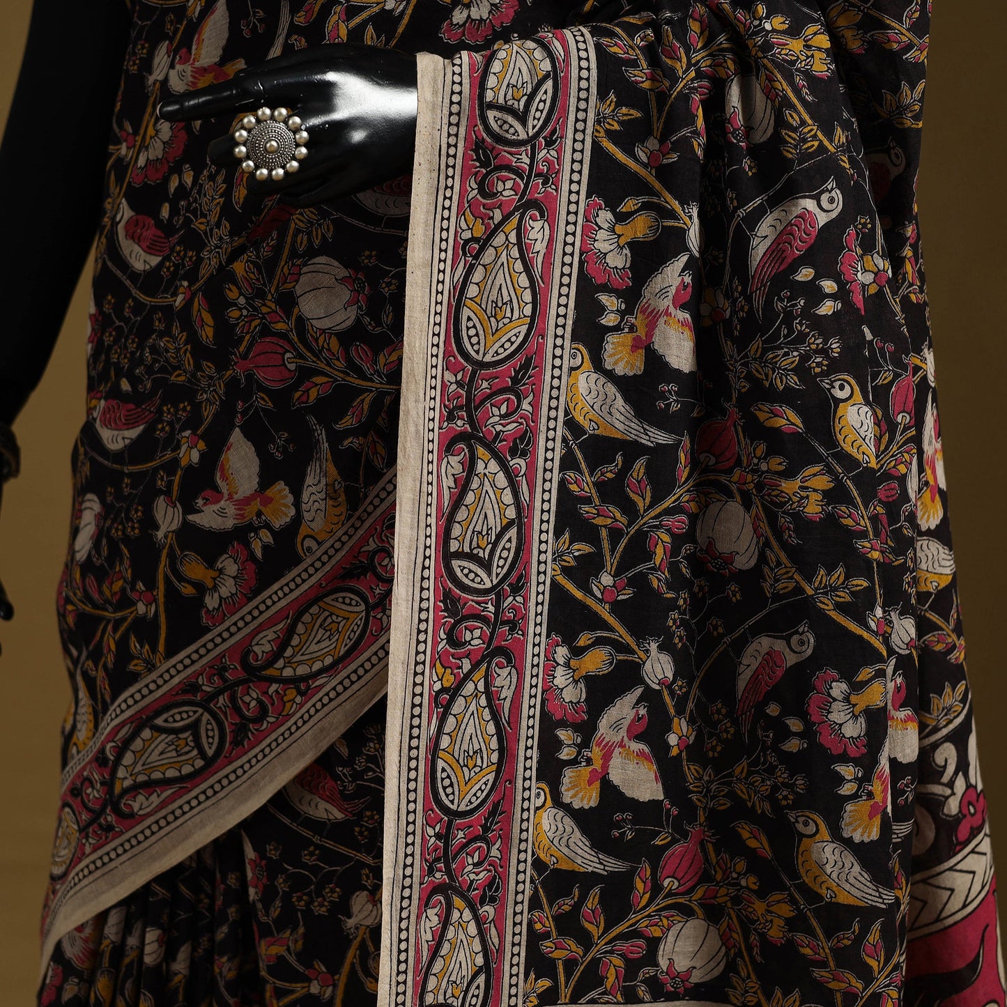 Printed cotton kalamkari saree 01 - handcrafted