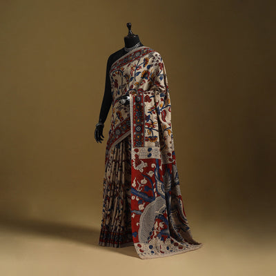 Printed cotton kalamkari saree 02 - handcrafted