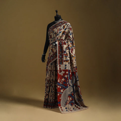 Printed cotton kalamkari saree 02 - handcrafted