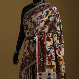 Printed cotton kalamkari saree 02 - handcrafted