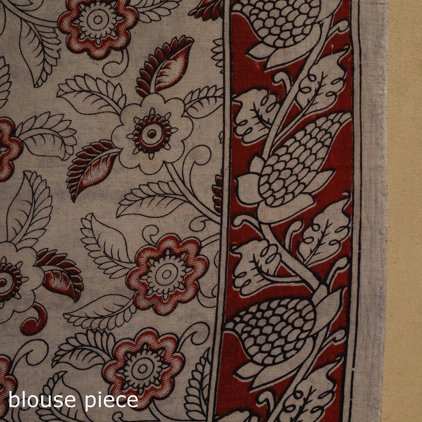 Printed cotton kalamkari saree 03 - handcrafted