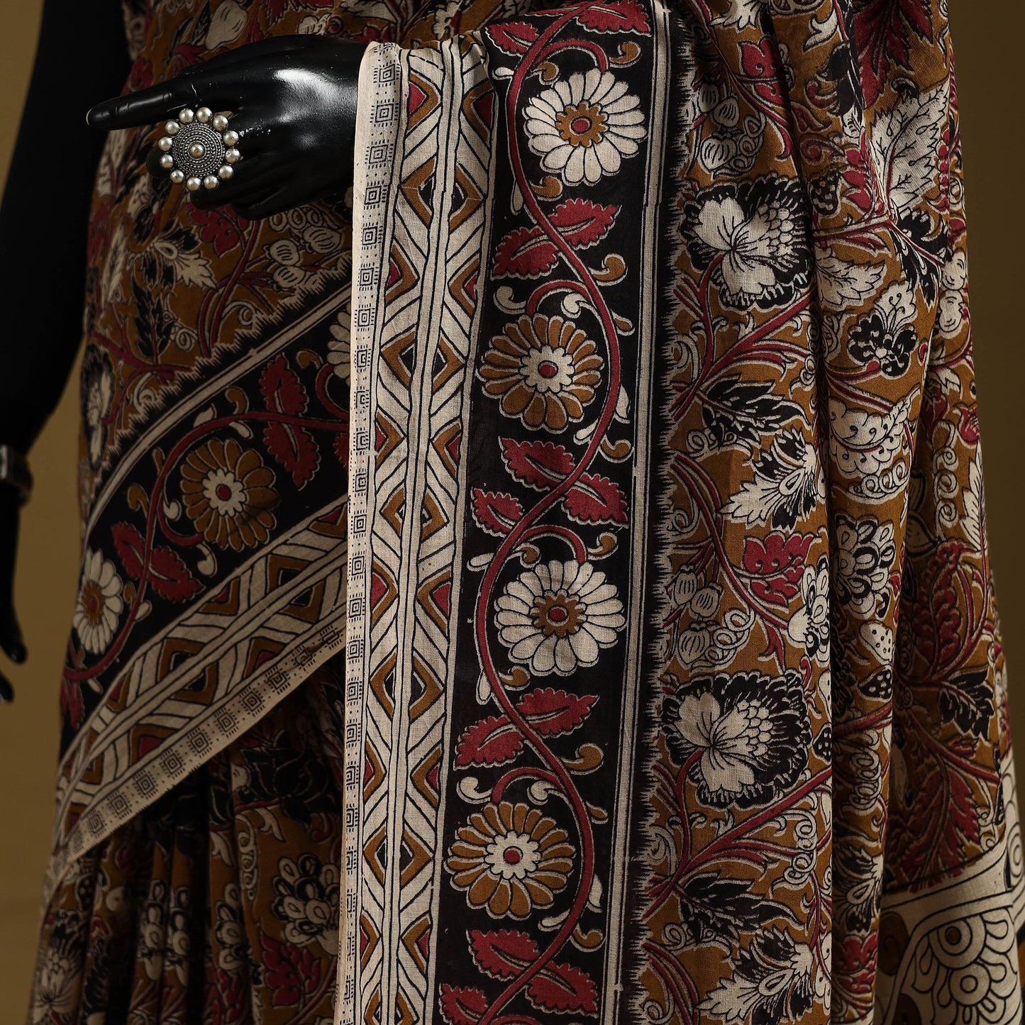 Printed cotton kalamkari saree 04 - handcrafted