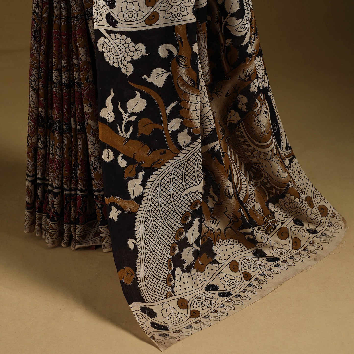 Printed cotton kalamkari saree 04 - handcrafted