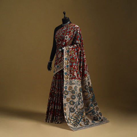 Printed cotton kalamkari saree 05 - handcrafted