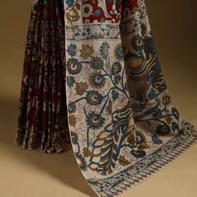 Printed cotton kalamkari saree 05 - handcrafted