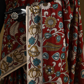 Printed cotton kalamkari saree 05 - handcrafted