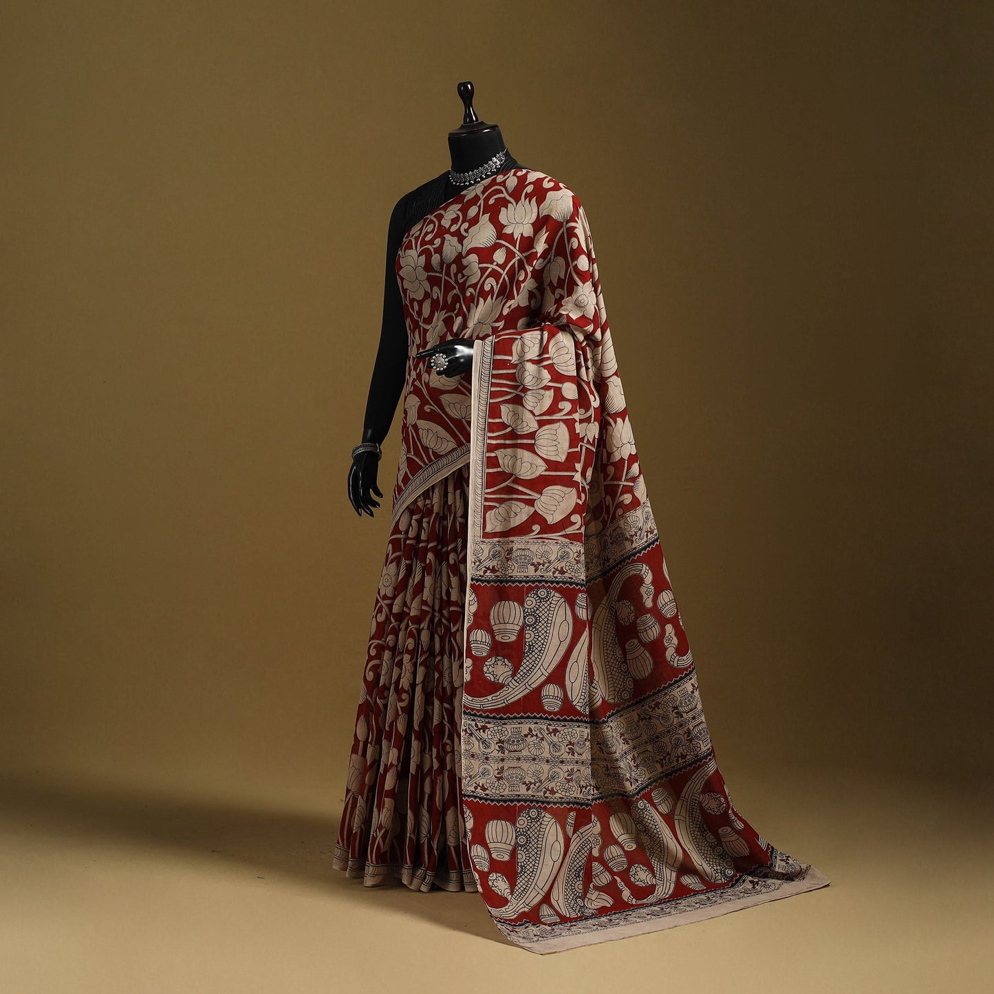 Printed cotton kalamkari saree 06 - handcrafted