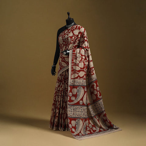 Printed cotton kalamkari saree 06 - handcrafted
