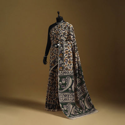 Printed cotton kalamkari saree 07 - handcrafted