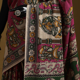 Printed cotton kalamkari saree 11 - handcrafted