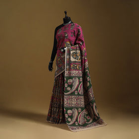 Printed cotton kalamkari saree 11 - handcrafted