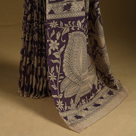 Printed cotton kalamkari saree 12 - handcrafted
