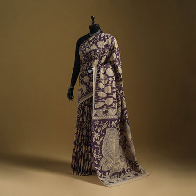 Printed cotton kalamkari saree 12 - handcrafted
