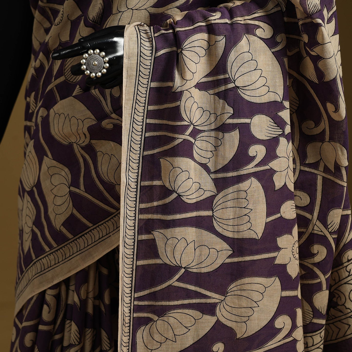 Printed cotton kalamkari saree 12 - handcrafted
