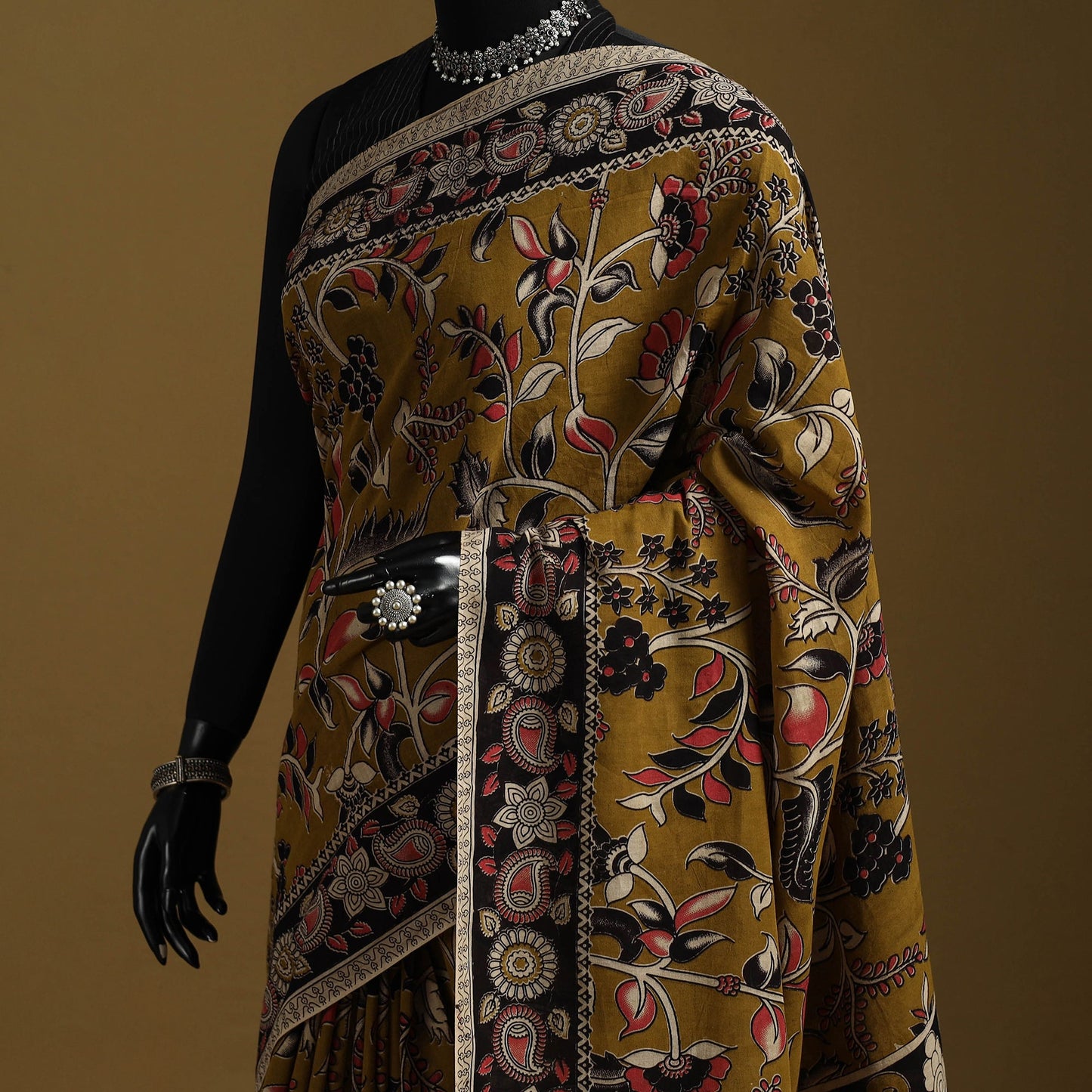 Printed cotton kalamkari saree 13 - handcrafted