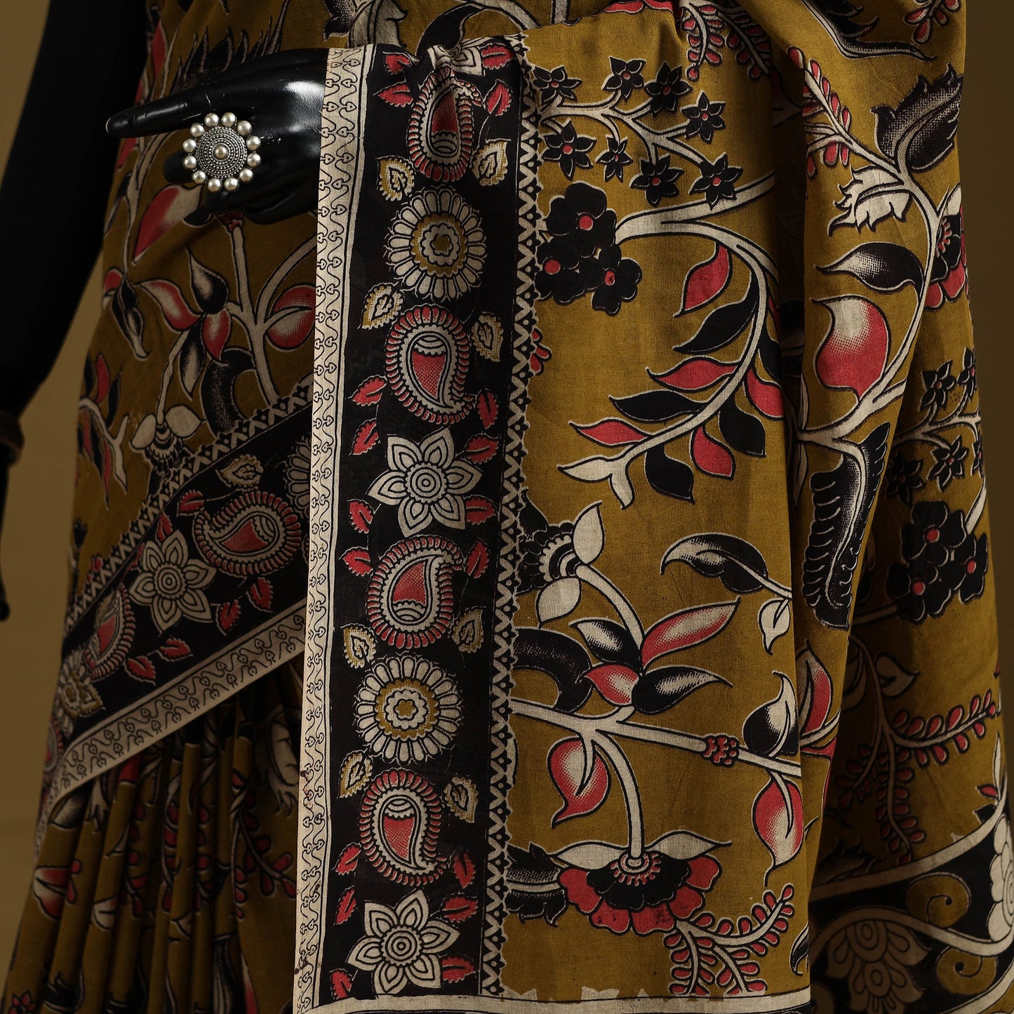 Printed cotton kalamkari saree 13 - handcrafted