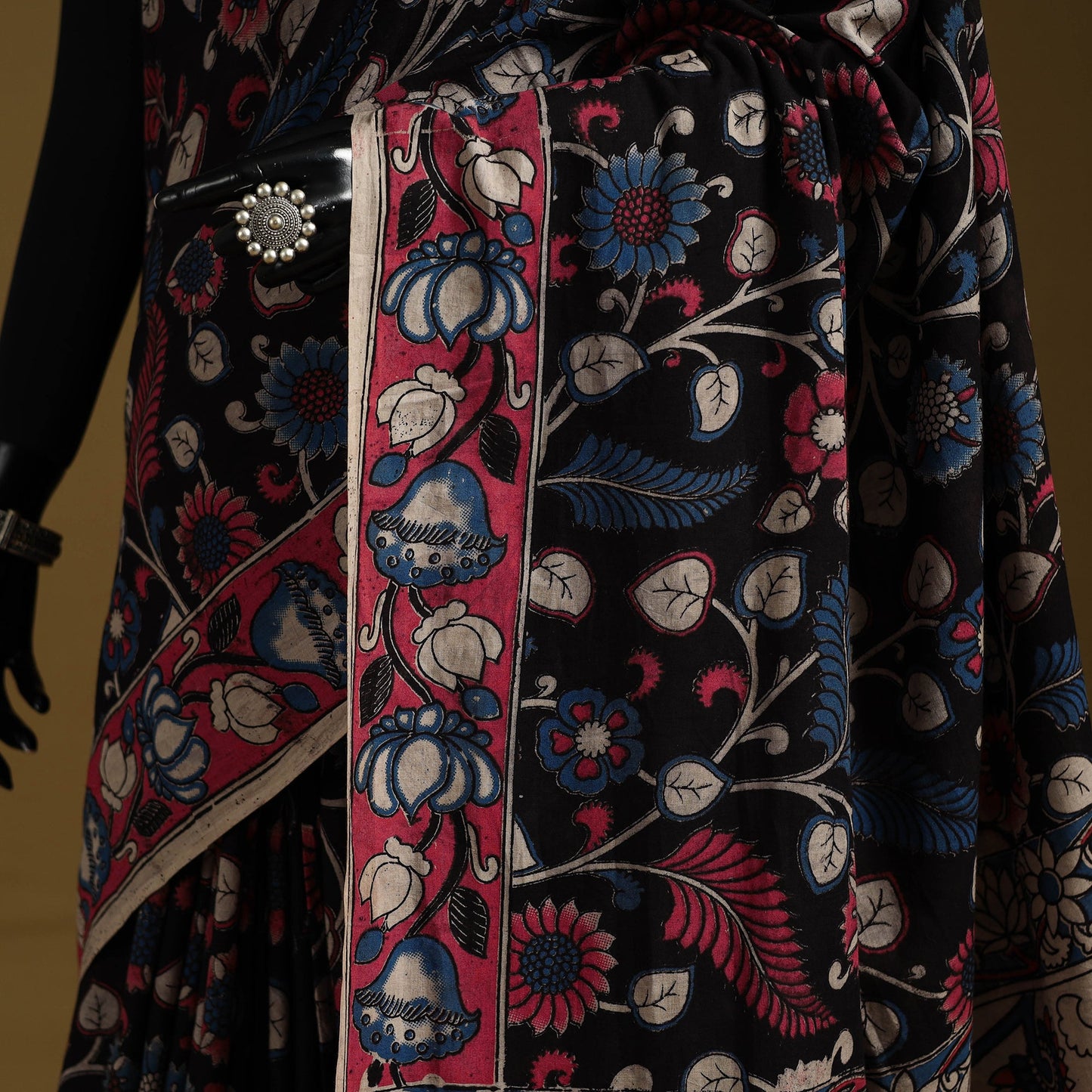 Printed cotton kalamkari saree 15 - handcrafted