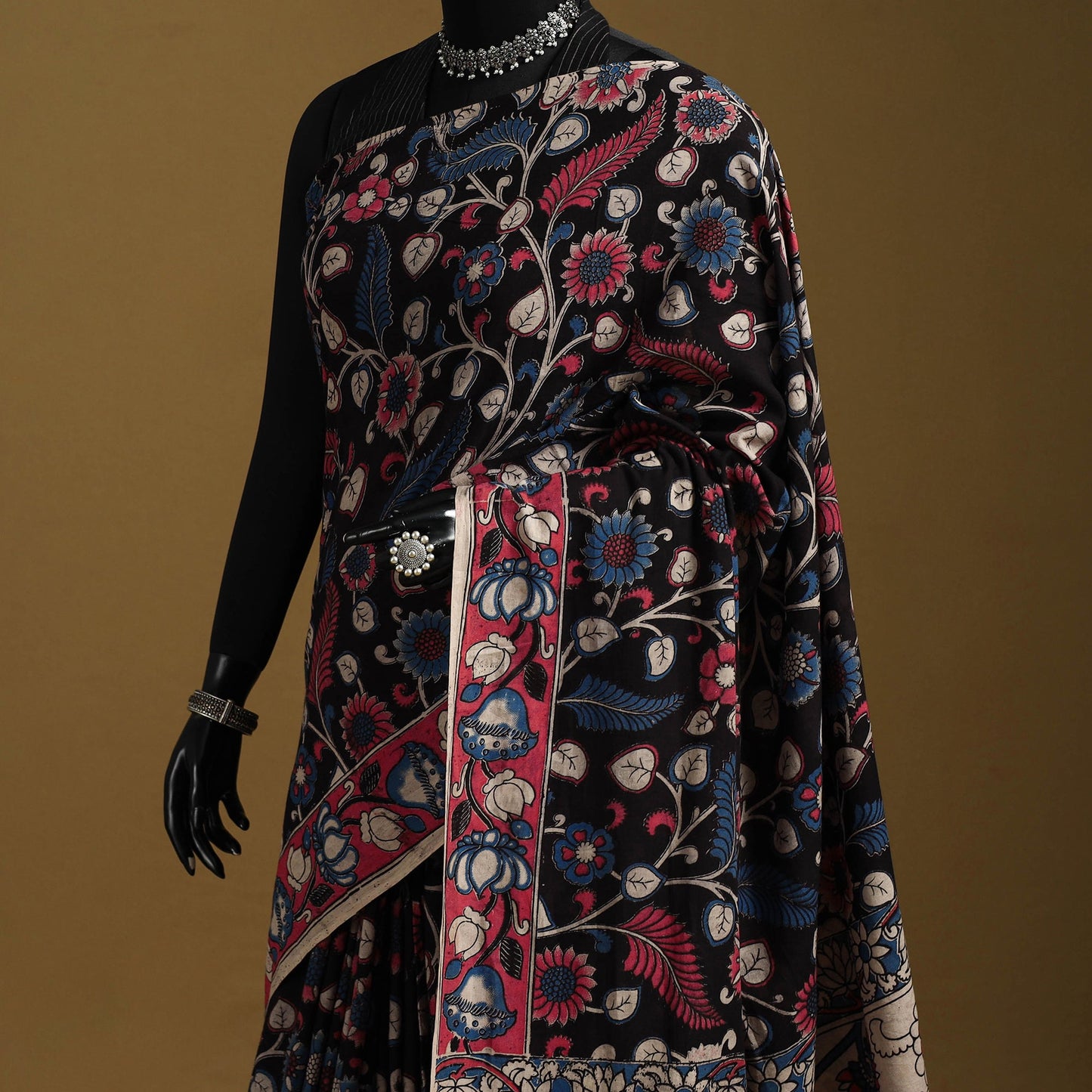 Printed cotton kalamkari saree 15 - handcrafted