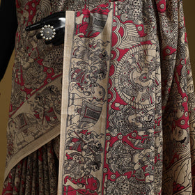 Printed cotton kalamkari saree 16 - handcrafted