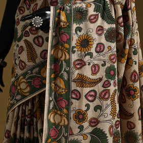 Printed cotton kalamkari saree 17 - handcrafted