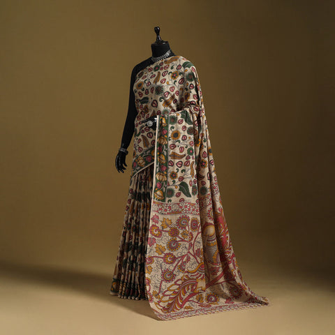 Printed cotton kalamkari saree 17 - handcrafted