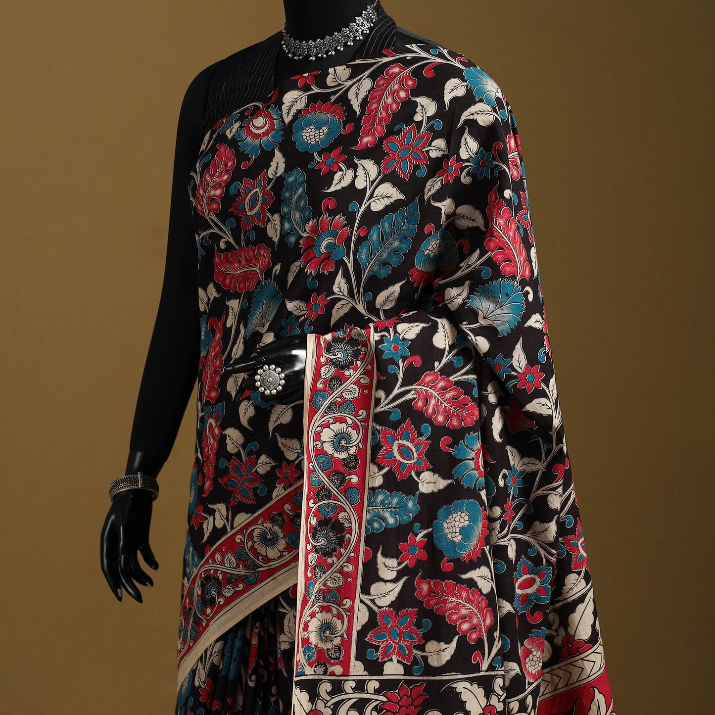 Printed cotton kalamkari saree 19 - handcrafted