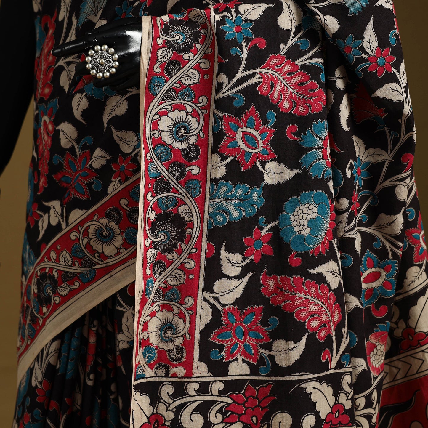 Printed cotton kalamkari saree 19 - handcrafted