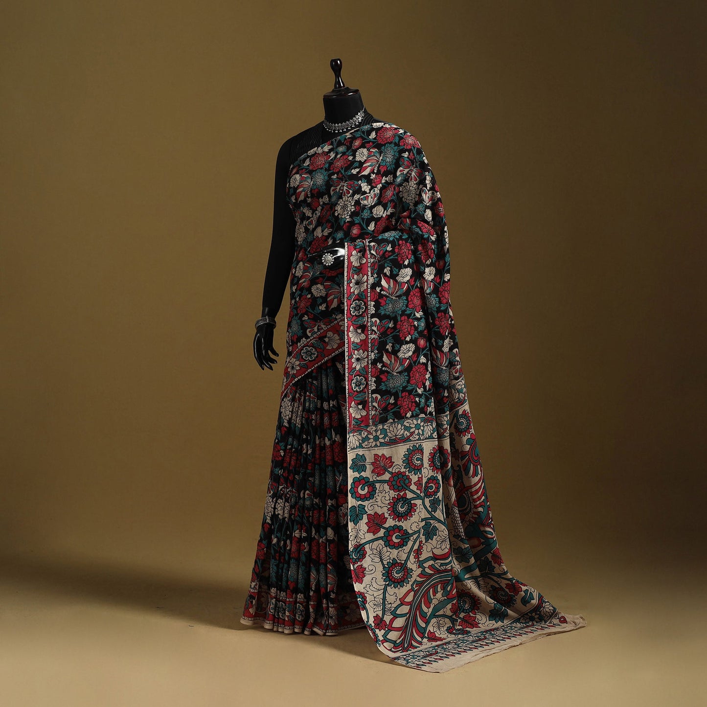 Printed cotton kalamkari saree 20 - handcrafted