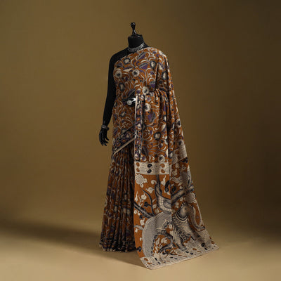 Printed cotton kalamkari saree 21 - handcrafted
