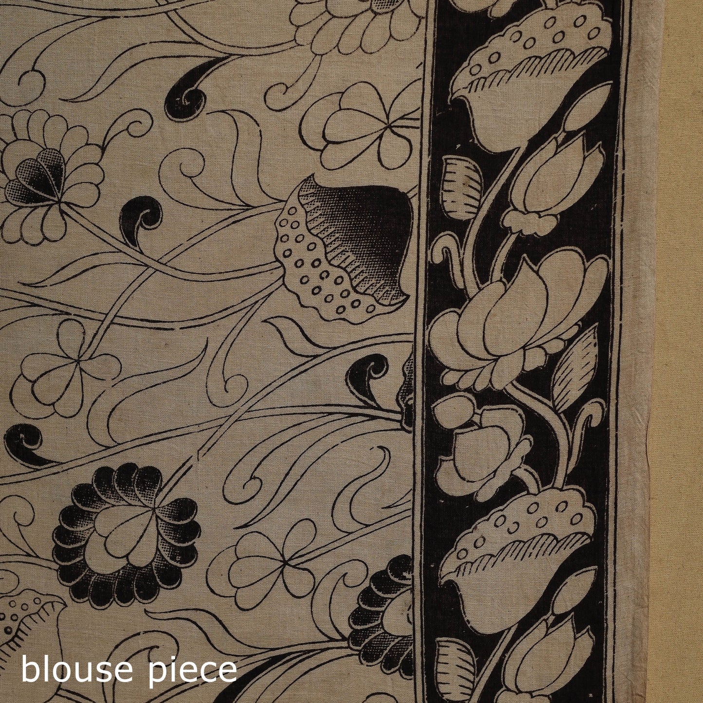 Printed cotton kalamkari saree 21 - handcrafted