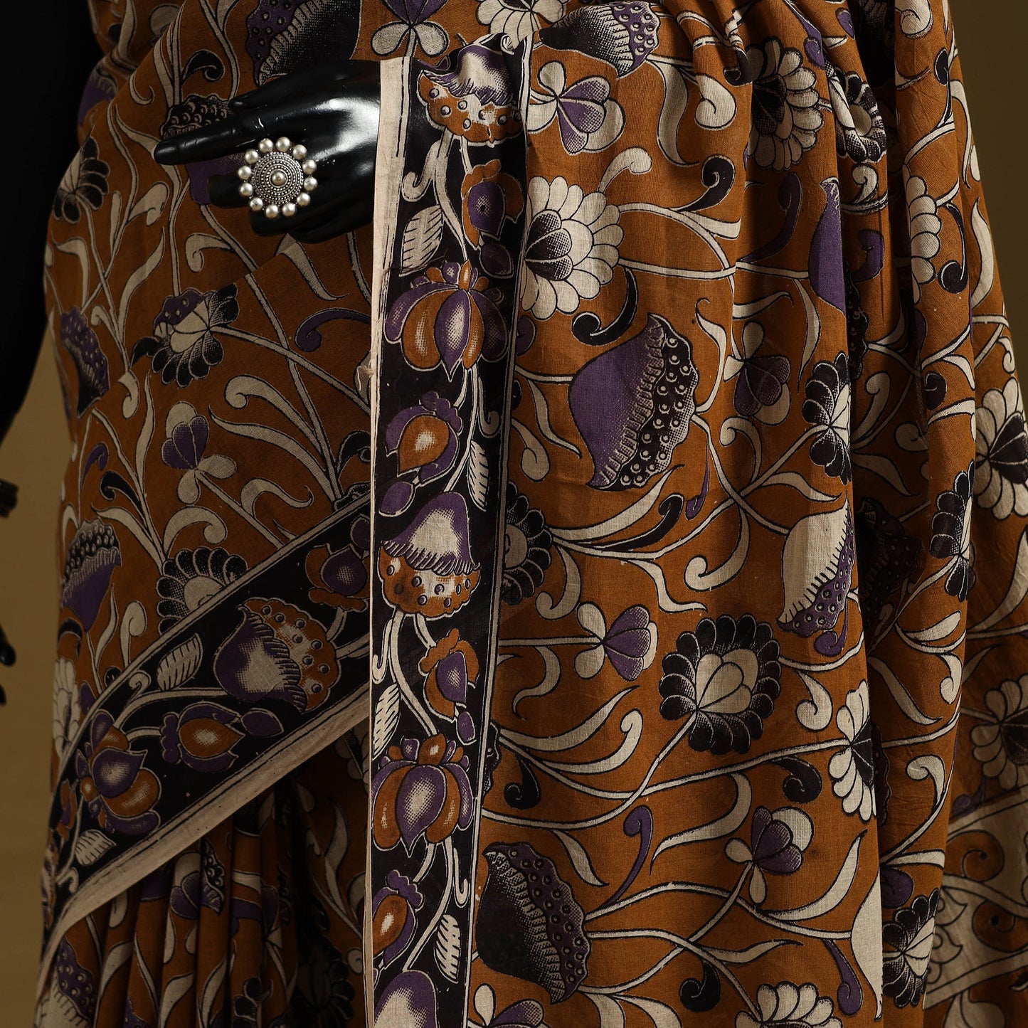 Printed cotton kalamkari saree 21 - handcrafted