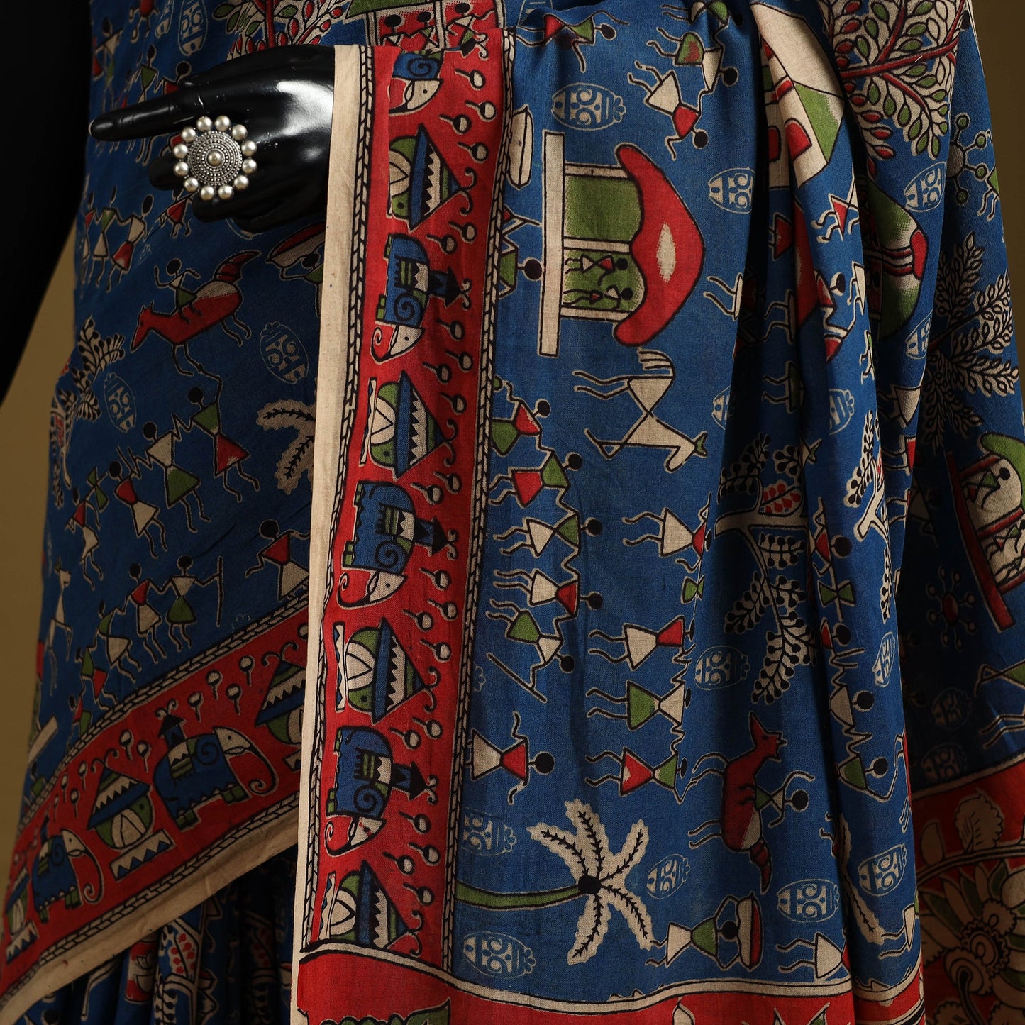 Printed cotton kalamkari saree 24 - handcrafted