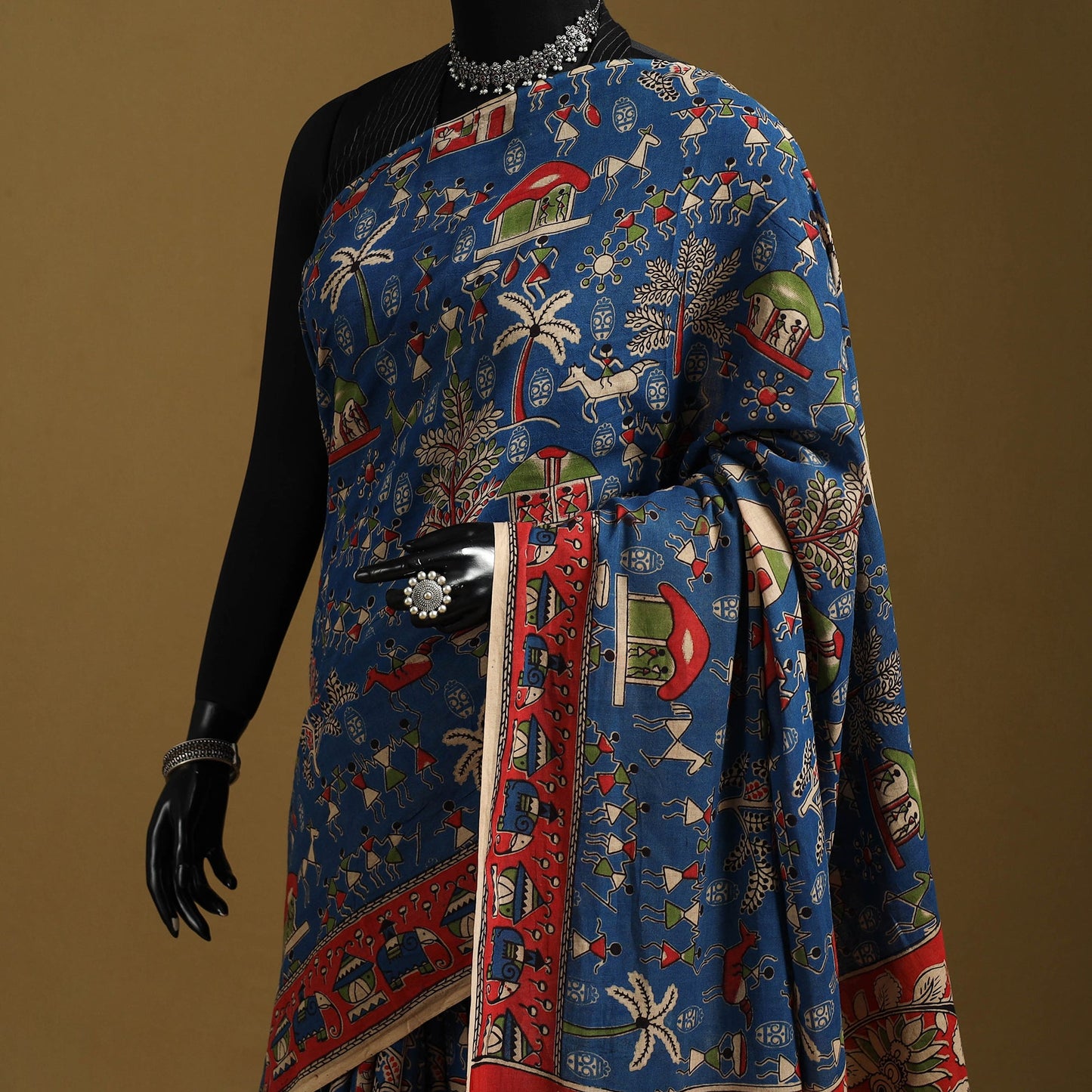 Printed cotton kalamkari saree 24 - handcrafted