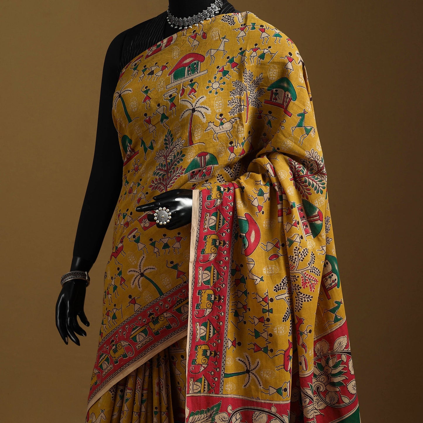 Printed cotton kalamkari saree 25 - handcrafted