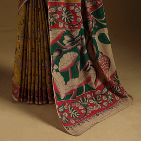 Printed cotton kalamkari saree 25 - handcrafted