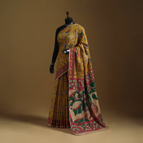 Printed cotton kalamkari saree 25 - handcrafted