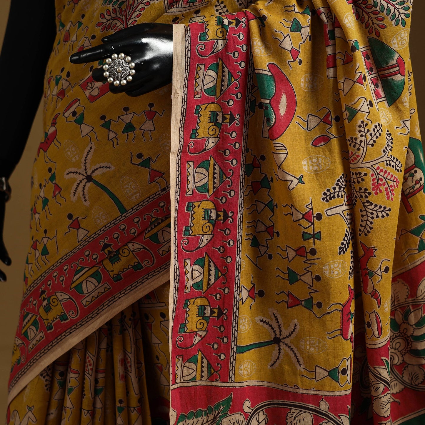 Printed cotton kalamkari saree 25 - handcrafted