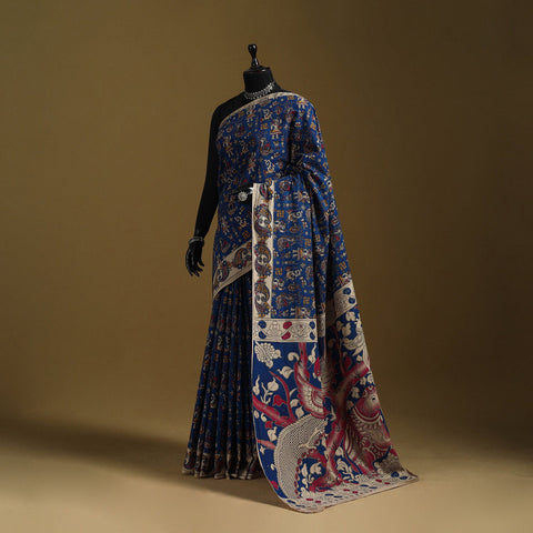 Printed cotton kalamkari saree 26 - handcrafted